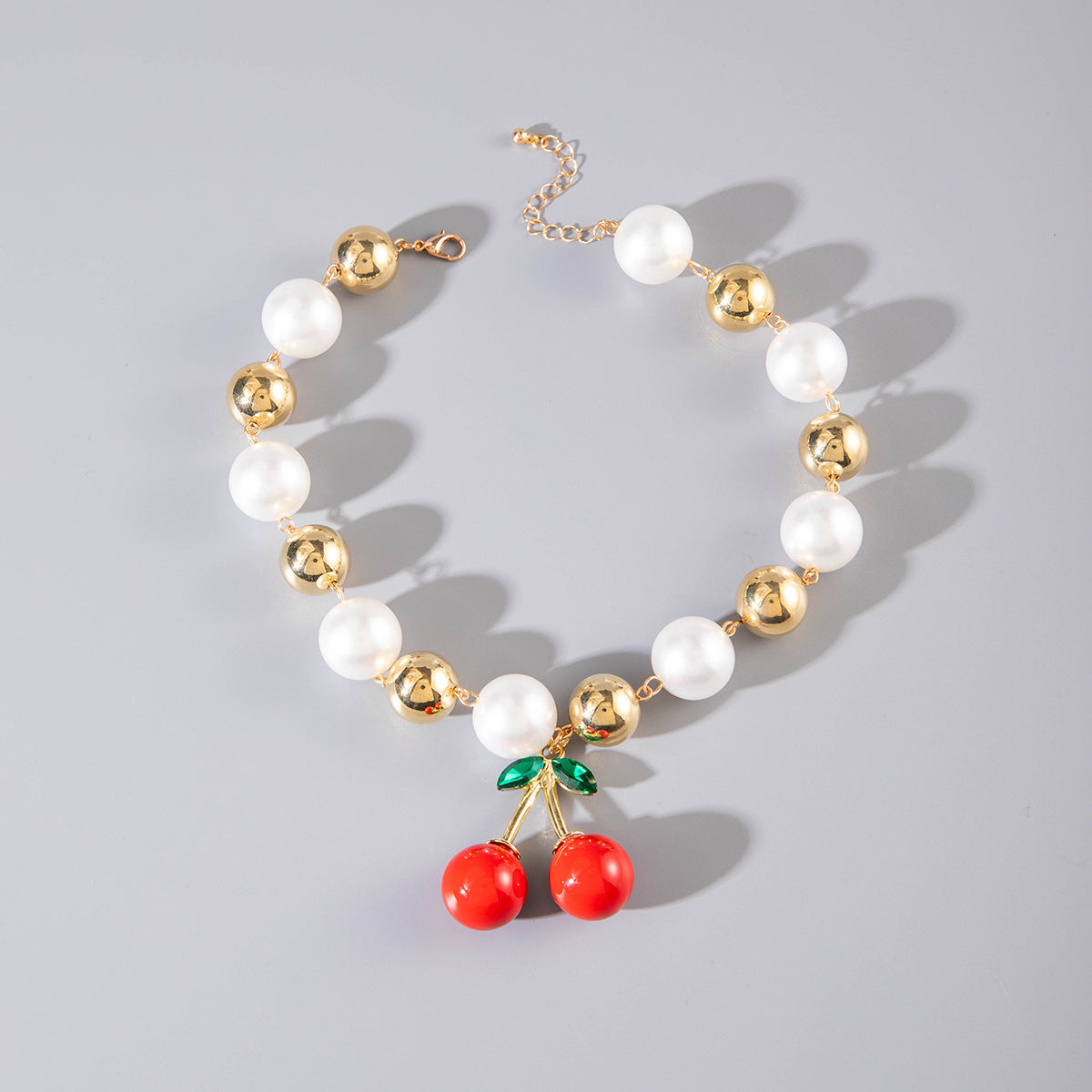 Exaggerated Acrylic Alloy Cherry Necklace