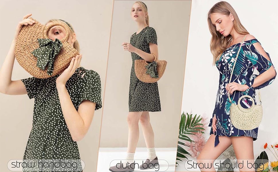 Straw Shoulder Bag For Women Woven Purse Beach Envelope Clutch Straws Wallet
