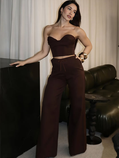 Two-piece Set Strapless Top and Pants Fashion Set