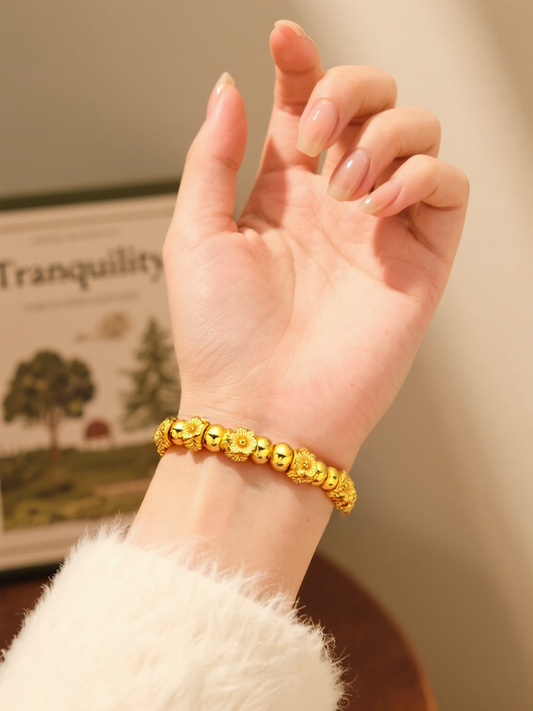 New Flower Adjustable Sand Gold Bracelet