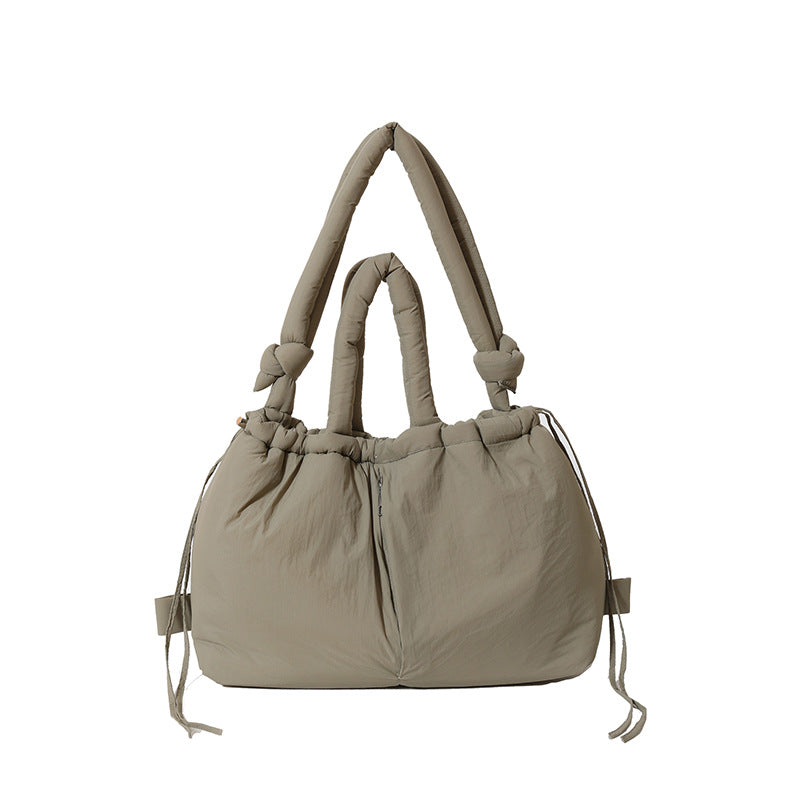Cross-Border Hot Personality and Versatility down Cotton Backpack New Nylon Drawstring Lightweight Shoulder Bag Fashion Cloth Bag