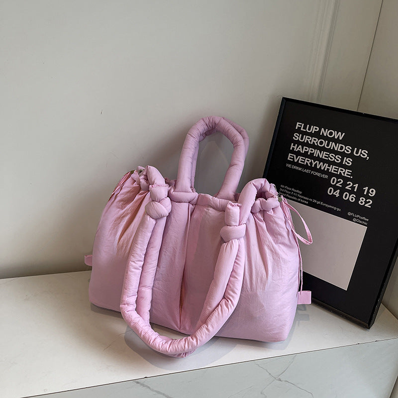 Casual and versatile one-shoulder nylon large capacity tote bag