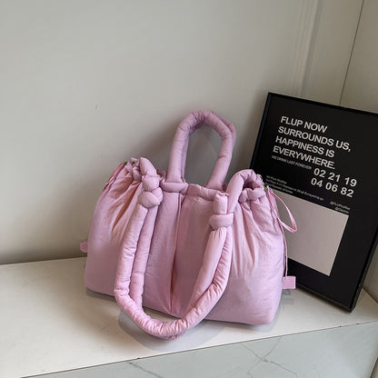 Casual and versatile one-shoulder nylon large capacity tote bag