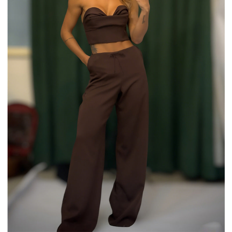 Two-piece Set Strapless Top and Pants Fashion Set