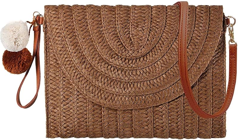 Straw Shoulder Bag For Women Woven Purse Beach Envelope Clutch Straws Wallet
