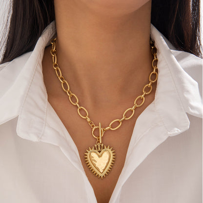 Vintage Alloy Heart Sun Gold Necklace