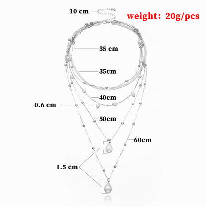 Vintage Pearl Multi-layer Round Bead Necklace