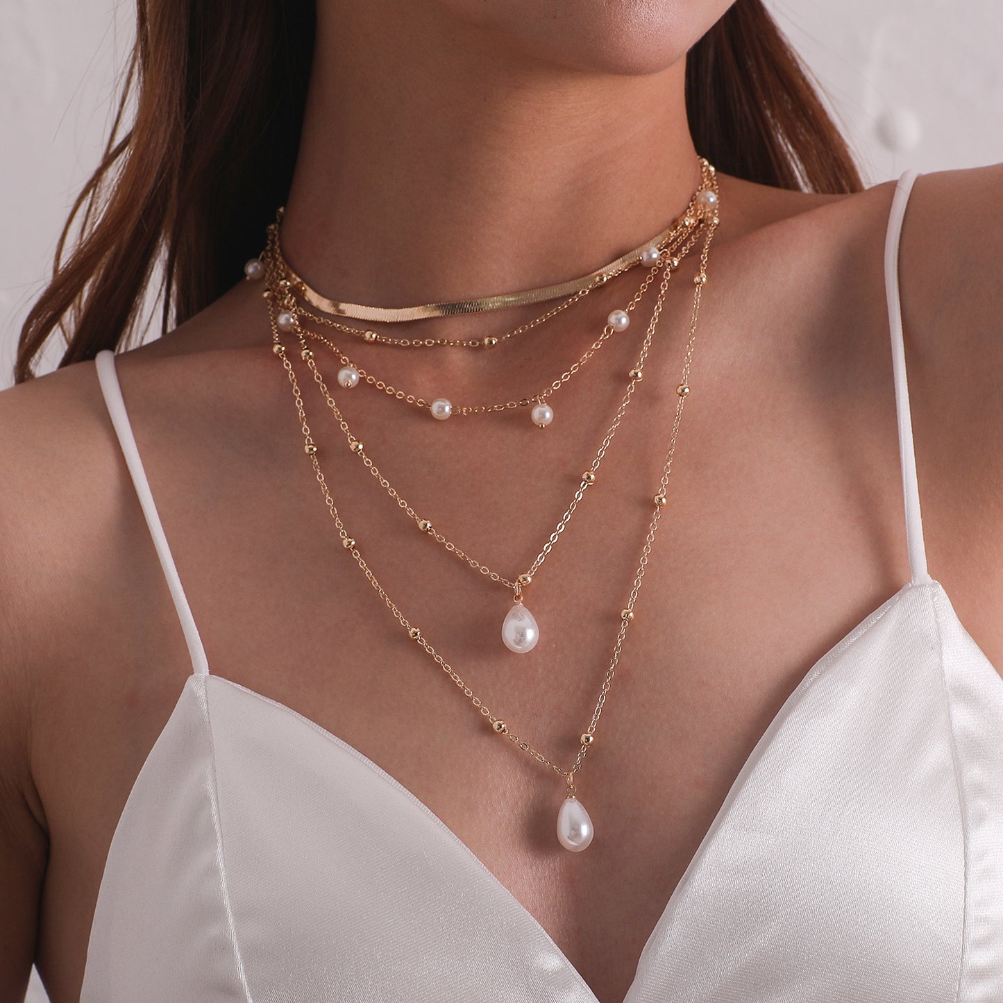 Vintage Pearl Multi-layer Round Bead Necklace