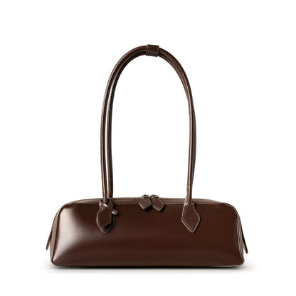 Single Shoulder Large Capacity Cowhide Underarm Red Baguette Bag