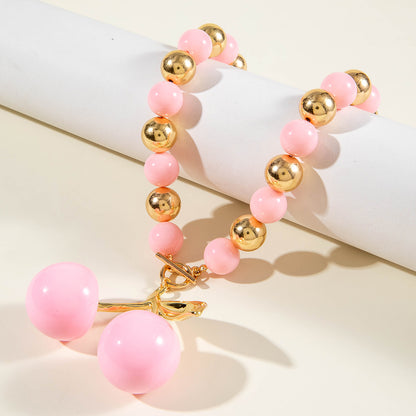 Exaggerated Acrylic Alloy Cherry Necklace