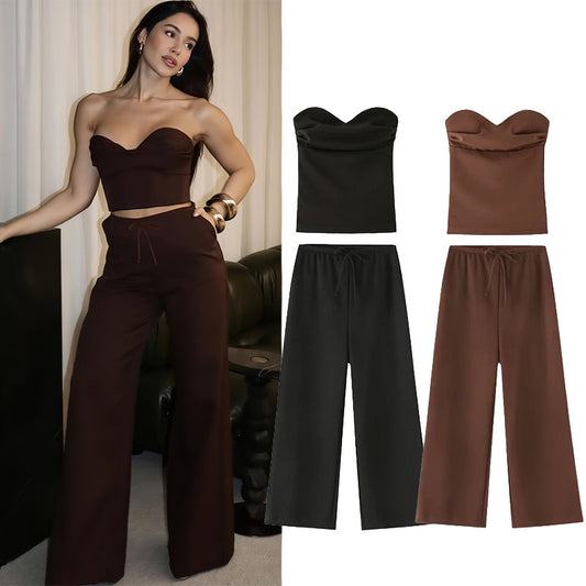 Two-piece Set Strapless Top and Pants Fashion Set