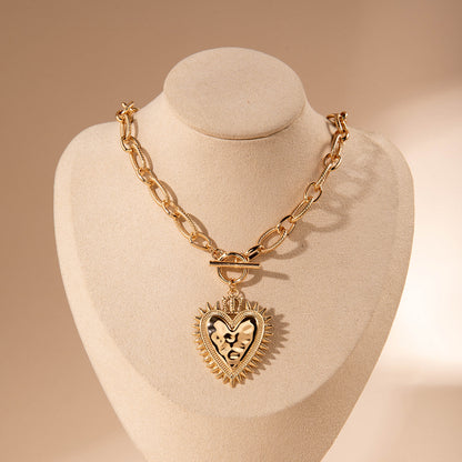 Vintage Alloy Heart Sun Gold Necklace