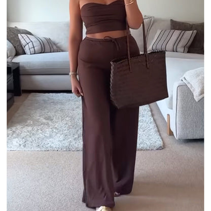 Two-piece Set Strapless Top and Pants Fashion Set