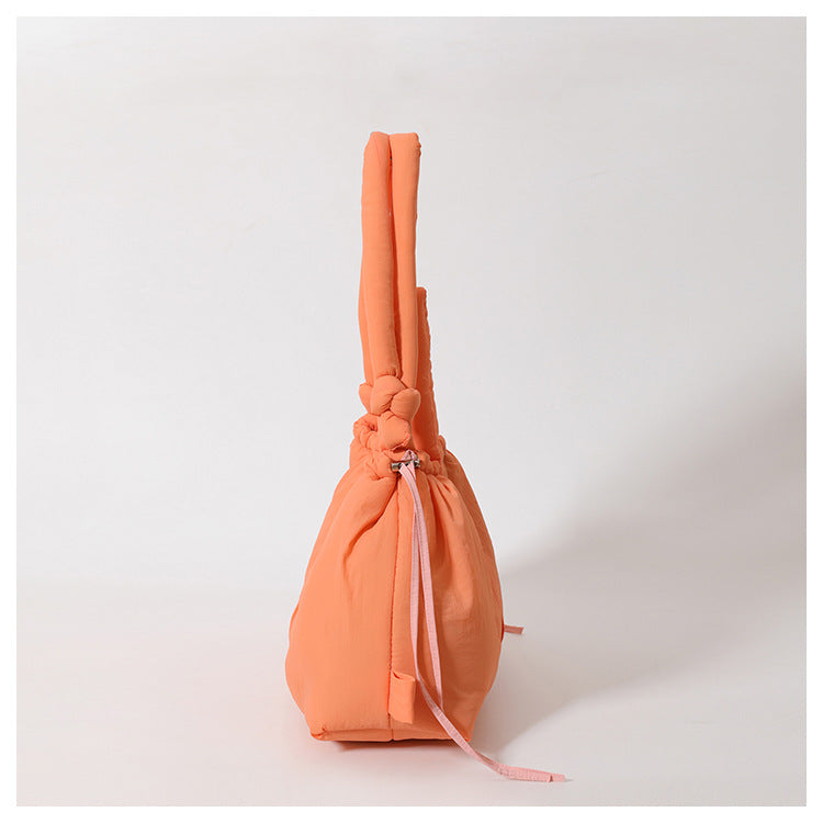 Cross-Border Hot Personality and Versatility down Cotton Backpack New Nylon Drawstring Lightweight Shoulder Bag Fashion Cloth Bag