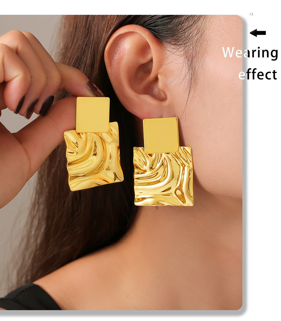 Geometric Pleated Glossy Earrings