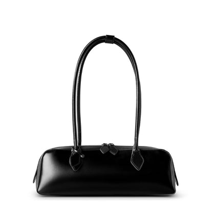 Single Shoulder Large Capacity Cowhide Underarm Red Baguette Bag