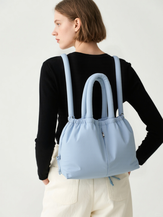 Cross-Border Hot Personality and Versatility down Cotton Backpack New Nylon Drawstring Lightweight Shoulder Bag Fashion Cloth Bag
