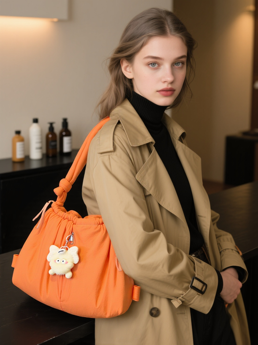 Casual and versatile one-shoulder nylon large capacity tote bag