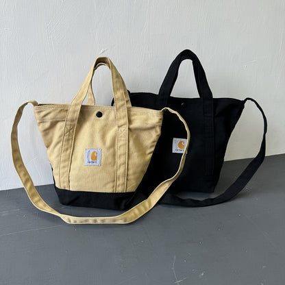 2025 Spliced Wear-Resistant Casual American Workwear Crossbody Canvas Bag
