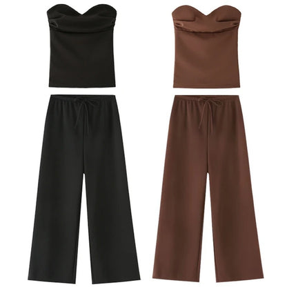 Two-piece Set Strapless Top and Pants Fashion Set