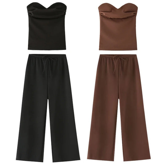 Two-piece Set Strapless Top and Pants Fashion Set