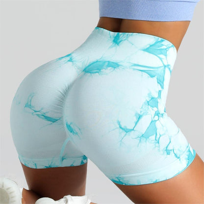 Outdoor three-point tie-dye high-elastic tight-fitting quick-drying yoga shorts