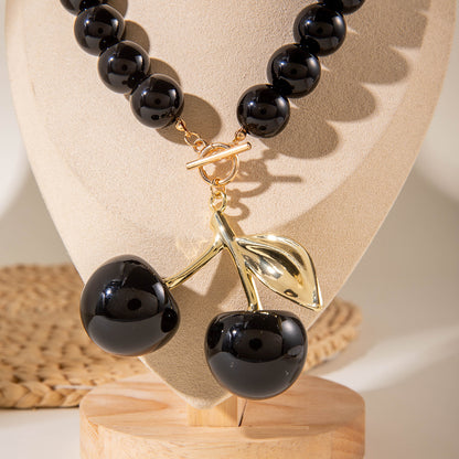Exaggerated Acrylic Alloy Cherry Necklace
