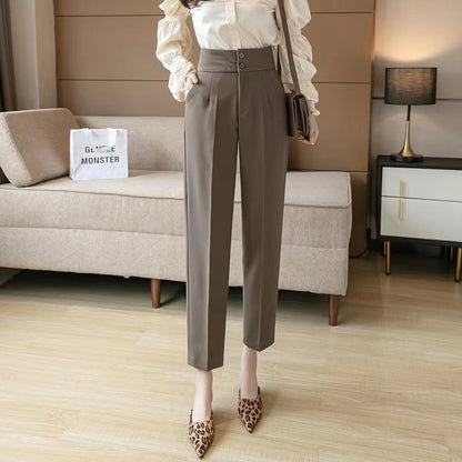 Spring Summer High Waist Slimming Casual Thin Nine-point Trousers