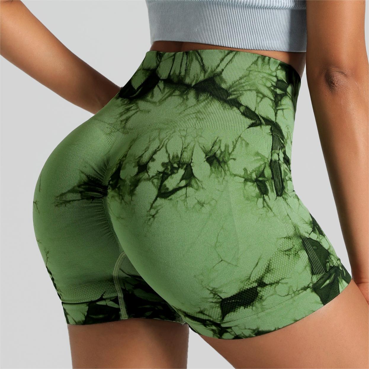 Outdoor three-point tie-dye high-elastic tight-fitting quick-drying yoga shorts