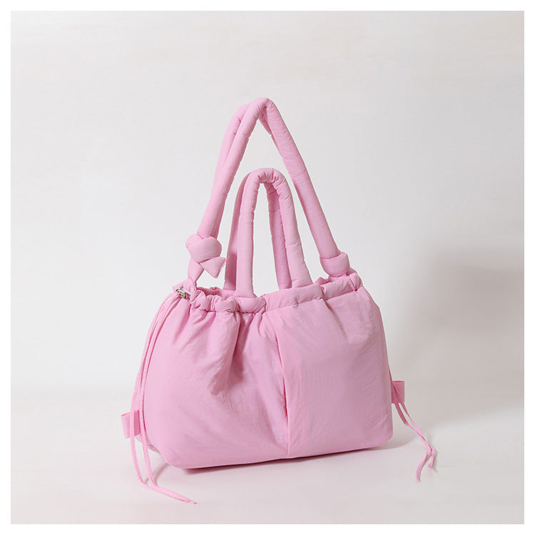 Cross-Border Hot Personality and Versatility down Cotton Backpack New Nylon Drawstring Lightweight Shoulder Bag Fashion Cloth Bag
