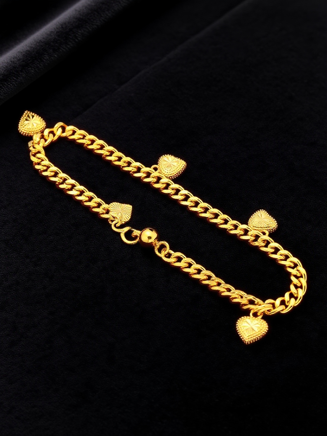 Gelang Jantung Kecil Bersalut Emas 5mm S Gesper Rata