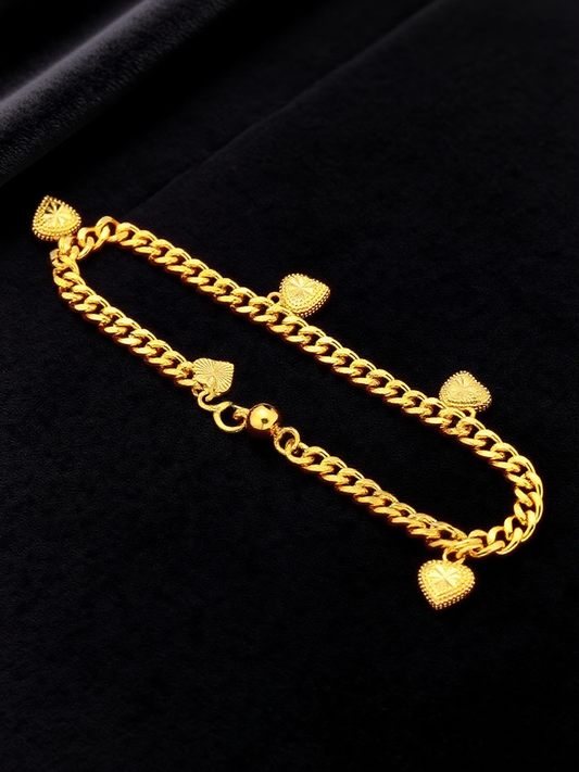 Gelang Jantung Kecil Bersalut Emas 5mm S Gesper Rata