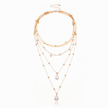 Vintage Pearl Multi-layer Round Bead Necklace
