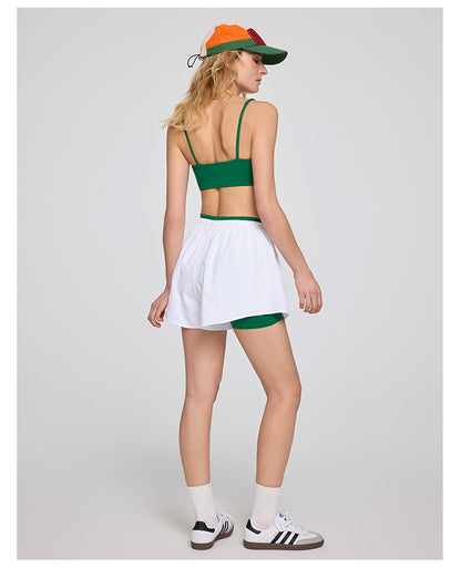 High-waisted Elastic Adjustable Fake Two-piece Sports Shorts
