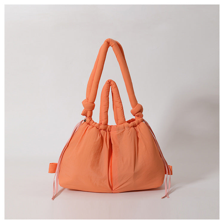 Cross-Border Hot Personality and Versatility down Cotton Backpack New Nylon Drawstring Lightweight Shoulder Bag Fashion Cloth Bag
