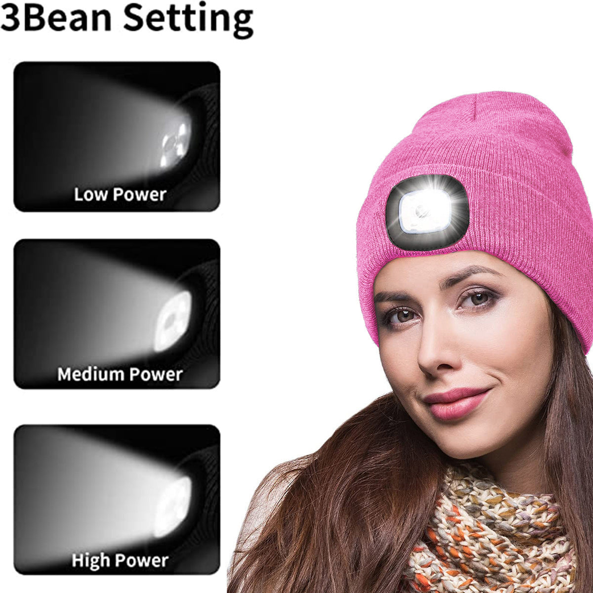 Outdoor LED Warm Lighting Knitted Hat Night Walking Hat Fishing Hat Glowing LED Knitted Hat Outdoor