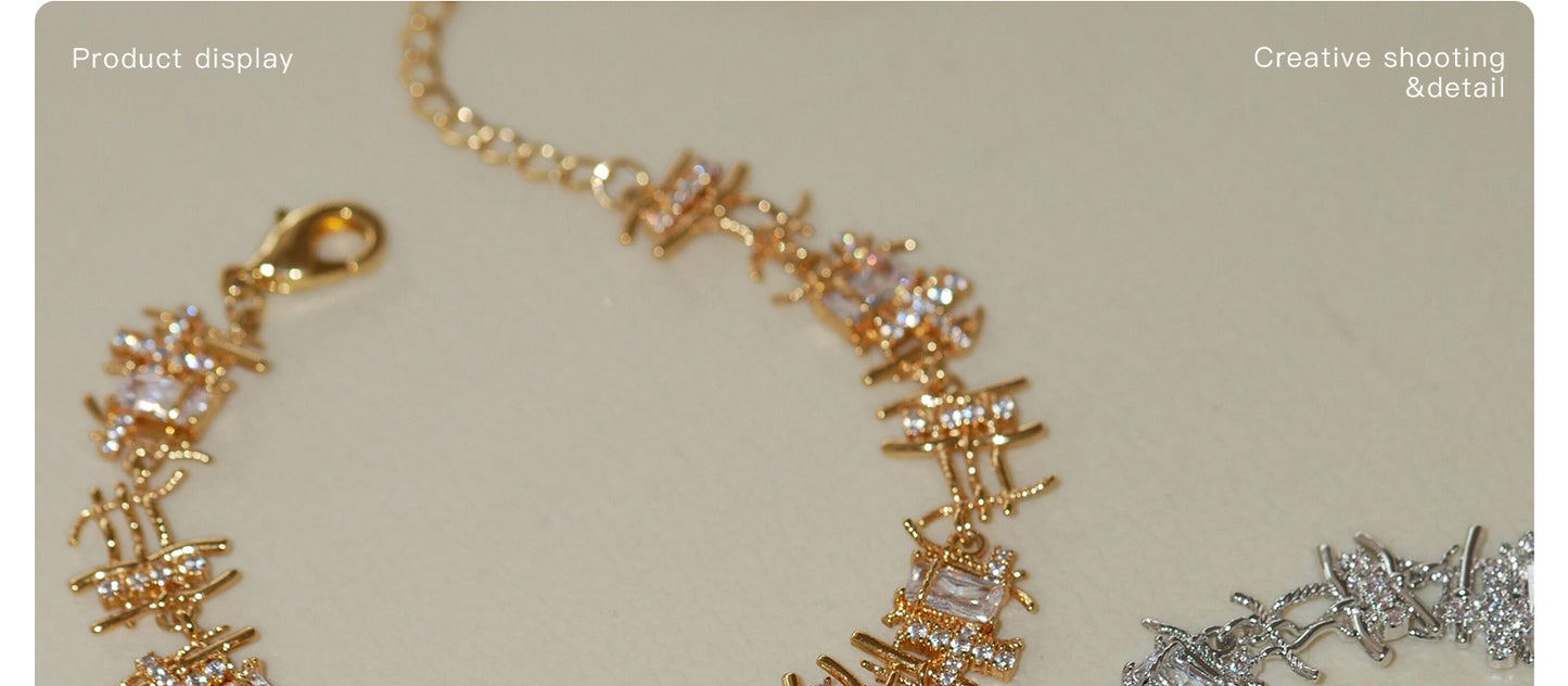 Braided Zircon Hollow Bracelet