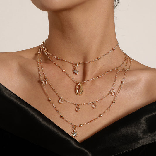 Multi-layer Zircon Hexagram Necklace