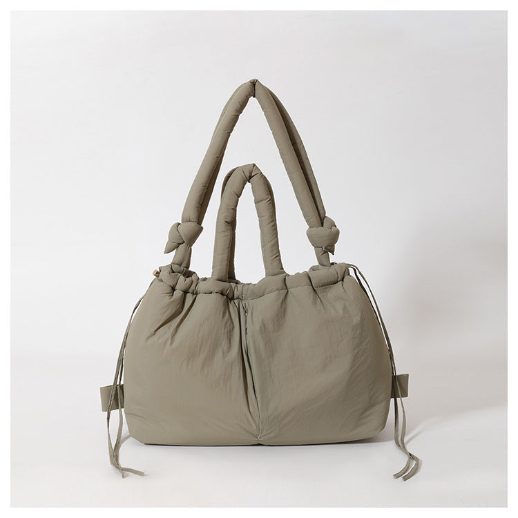 Cross-Border Hot Personality and Versatility down Cotton Backpack New Nylon Drawstring Lightweight Shoulder Bag Fashion Cloth Bag