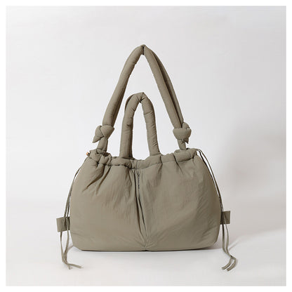 Cross-Border Hot Personality and Versatility down Cotton Backpack New Nylon Drawstring Lightweight Shoulder Bag Fashion Cloth Bag