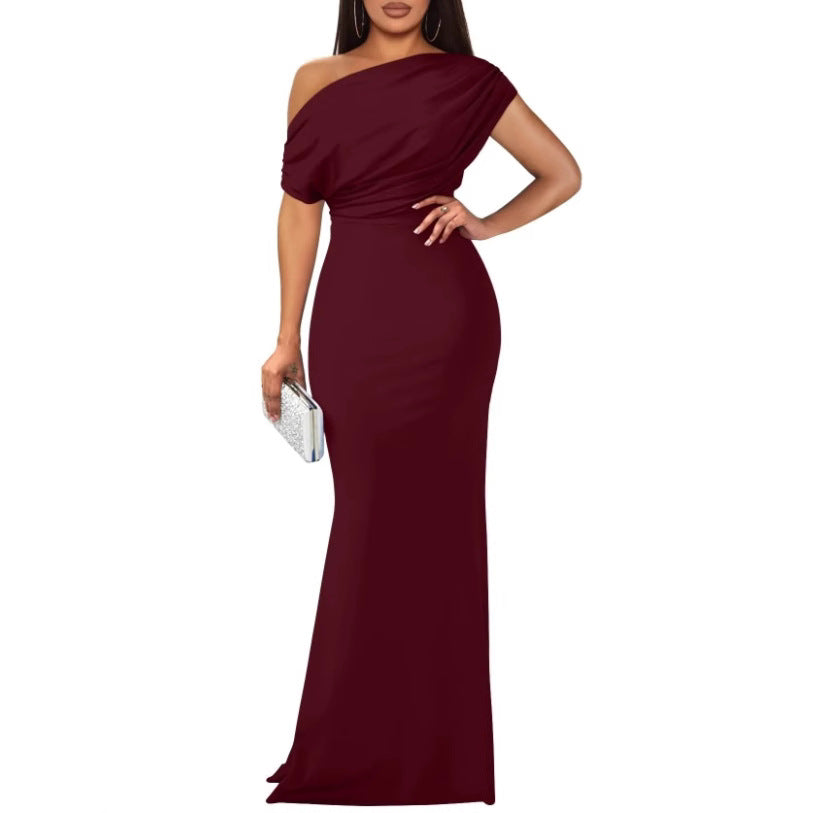 Spring Elegant Sleeveless Off-Shoulder Tight Long Dress