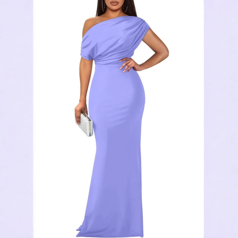 Spring Elegant Sleeveless Off-Shoulder Tight Long Dress