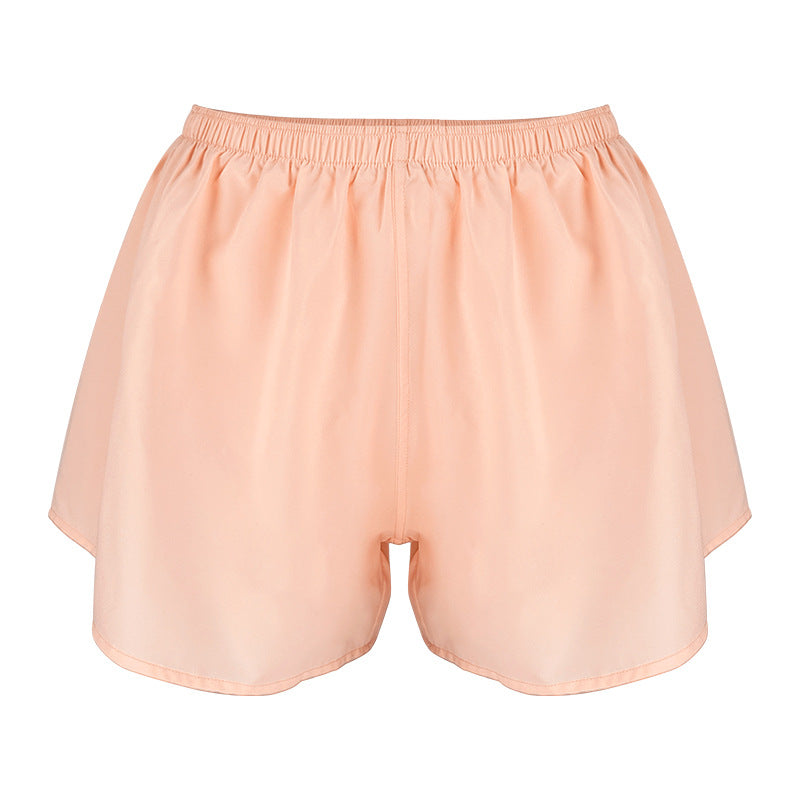 High-waisted Elastic Adjustable Fake Two-piece Sports Shorts