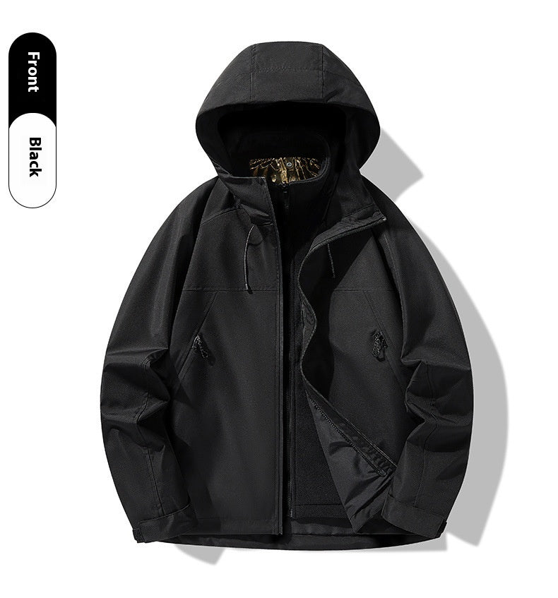 3-in-1 Waterproof Windproof Jacket Fleece Lined Outdoor Couple Hiking Jacket