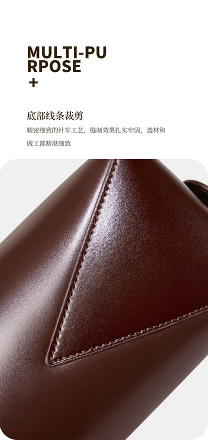 Single Shoulder Large Capacity Cowhide Underarm Red Baguette Bag