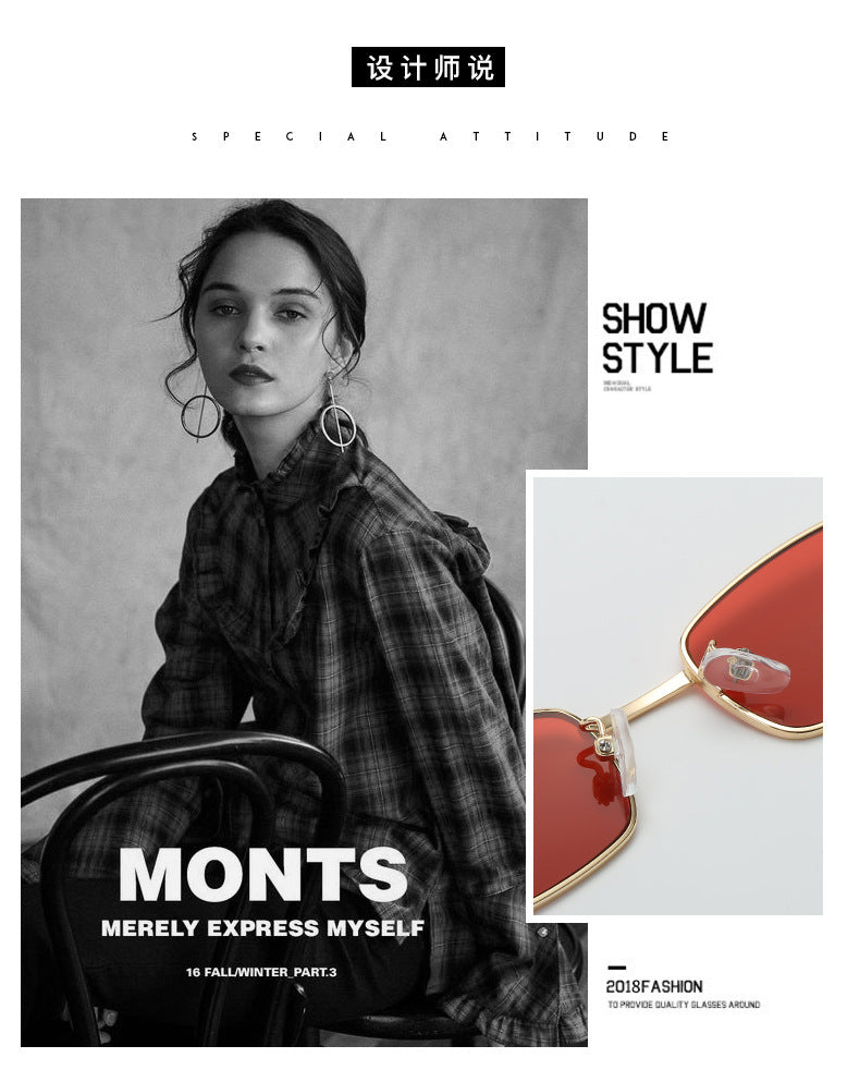 Small Square fashion Metal Sunglasses