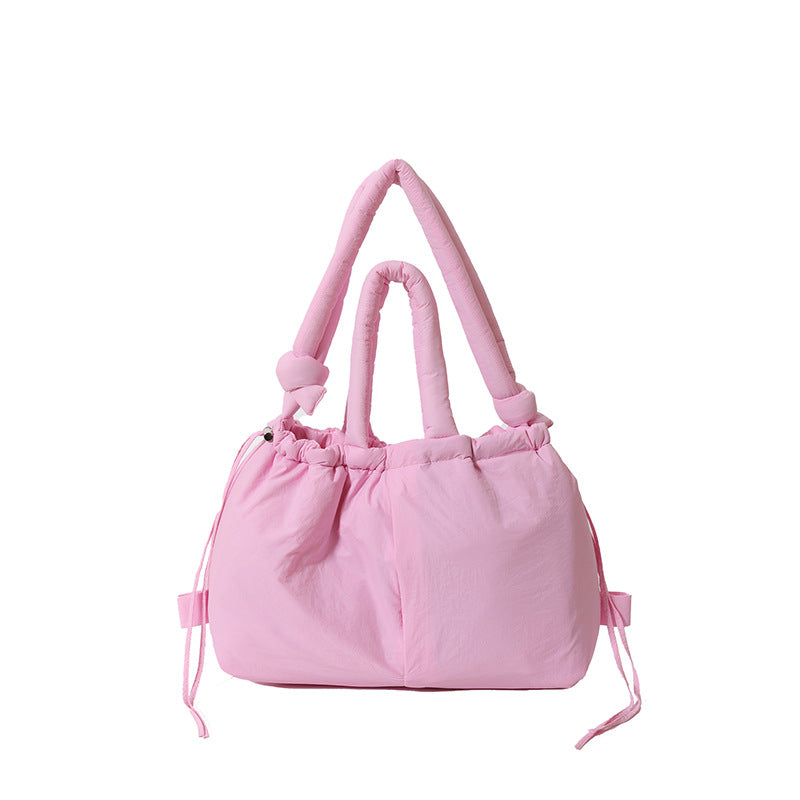 Cross-Border Hot Personality and Versatility down Cotton Backpack New Nylon Drawstring Lightweight Shoulder Bag Fashion Cloth Bag