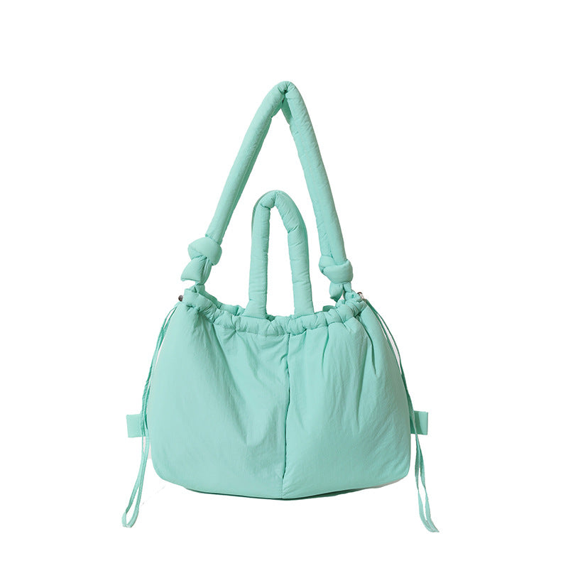 Cross-Border Hot Personality and Versatility down Cotton Backpack New Nylon Drawstring Lightweight Shoulder Bag Fashion Cloth Bag