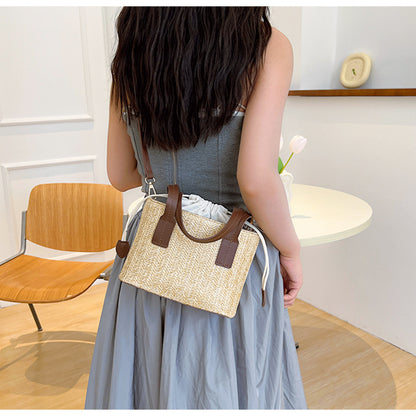Summer Vacation Straw Bag Cross body Small Square Bag