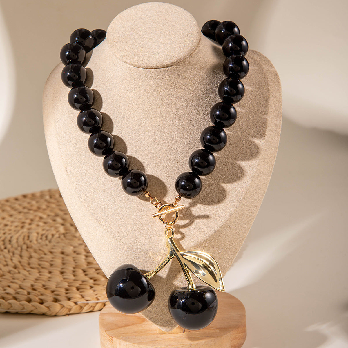 Exaggerated Acrylic Alloy Cherry Necklace
